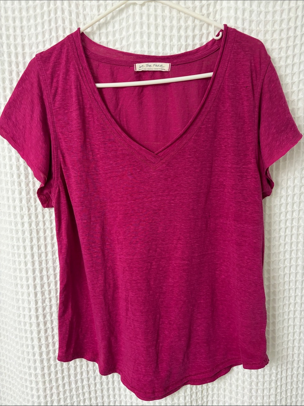 Free People We the Free Magenta Pink V-Neck Tee